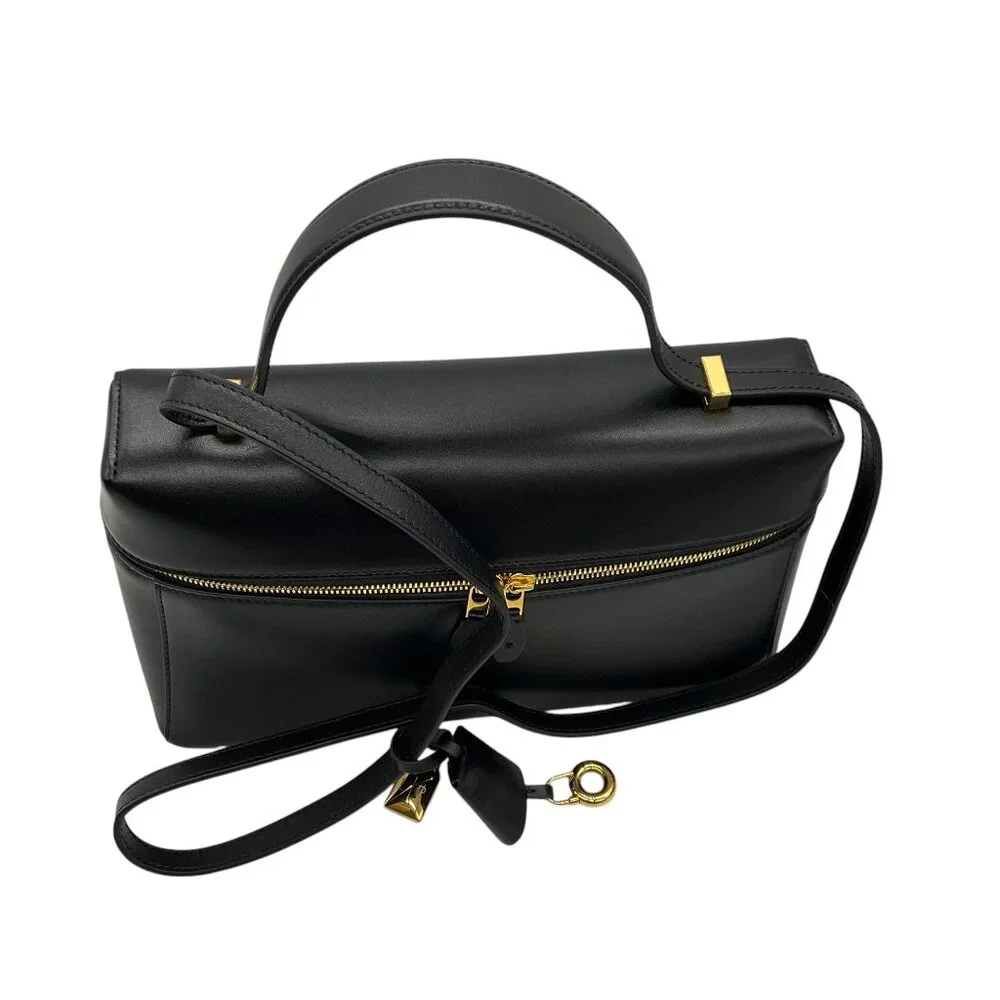 Loro Piana Black Extra Pocket L27 Tender Calfskin Leather Handbag - Picture 10 of 15